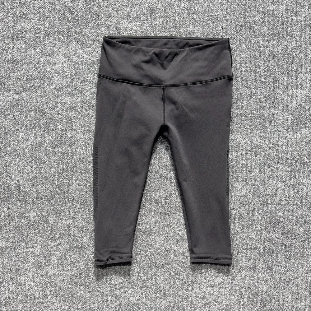 Lululemon Leggings Womens Large Black Run Inspire Crop Pants Yoga Mesh Workout